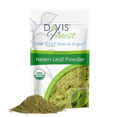 Image of Davis Finest Organic Neem Powder 100g, Pure &amp; Natural Leaves for Skin Hair, Ayurvedic, Dry Itchy Scalp, Hair Mask, Reduce Loss Promotes Growth