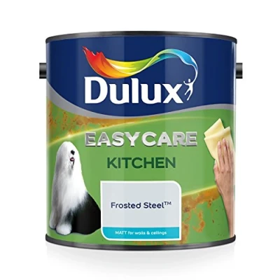 Image of Dulux 500000 Easycare Kitchen Matt Emulsion Paint For Walls And Ceilings, Frosted Steel, 2. 5 Litres