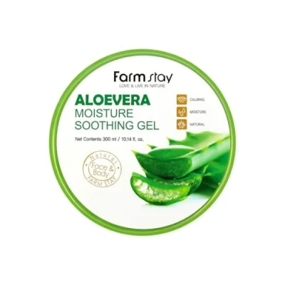 Image of Farm Stay Aloe Vera Moisture Soothing Gel 300 ml for men and woman 100% dry skin Facial Treatment Moisturisers Day Care Gels