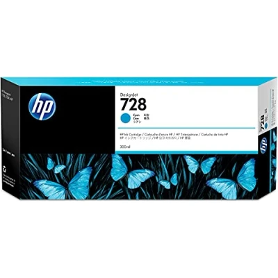 Image of HP 728 F9K17A Cyan 300 ml Genuine Ink Cartridge, High Capacity, with Original Ink, for DesignJet T730 and T830 Large Format Plotter Printers 729 Printhead