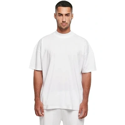 Image of Build Your Brand Men&#039;s Oversized Mock Neck tee T Shirt, White, M