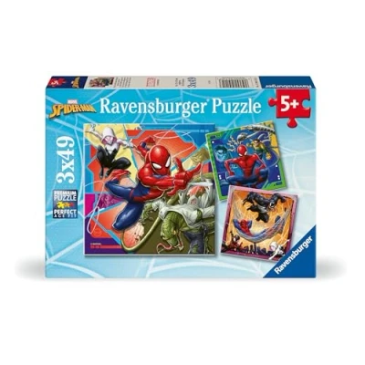 Image of Ravensburger Marvel Spiderman Toys and Gifts 3x 49 Piece Jigsaw Puzzles for Kids Age 5 Years +