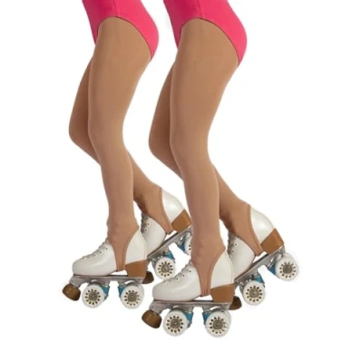 Image of CALZITALY Professional Roller and Ice Skating Tights, Girls Stirrup Pantyhose, 6 Years, 8 10 12 Skin, Black, Caramel, 70 DEN, Made in Italy (UK, Age, Regular, 2 X Skin)