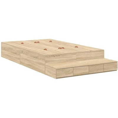 Image of vidaXL Storage Bed Frame Sonoma Oak 120x200 cm
