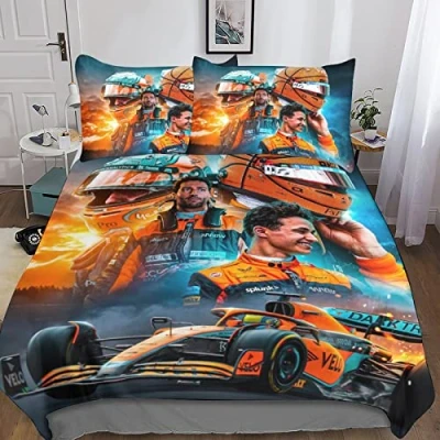 Image of BYTUGI F1 Racing Duvet Cover Set for Kids Adults Bed 3D Printed Microfiber Quilt Hidden Zipper Closure Drivers Bedspread Bedroom Bedding King（220x240cm）