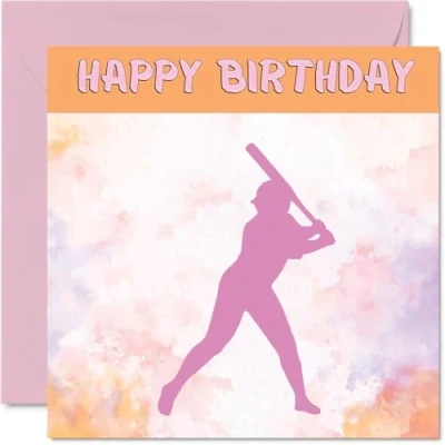 Image of Sport Birthday Cards for Women Girls Softball in Card Friend Sister Daughter Niece Teammate, 145mm x Athlete Greeting