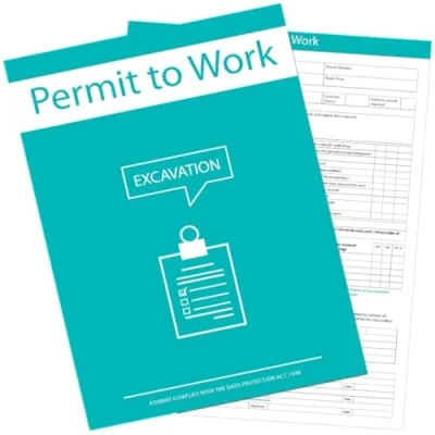 Image of Excavation Permit To Work Forms, 3 Part Forms Original/2 Carbon Copies, Card Backing For Seperating, Supplied In Packs of 10