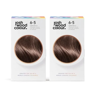 Image of Josh Wood Colour Permanent 6.5 (Lighter Brown) Celebrity approved, ammonia free, Leaves hair super shiny and hydrated with 100% grey coverage, Natural looking, Vegan Pack of 2