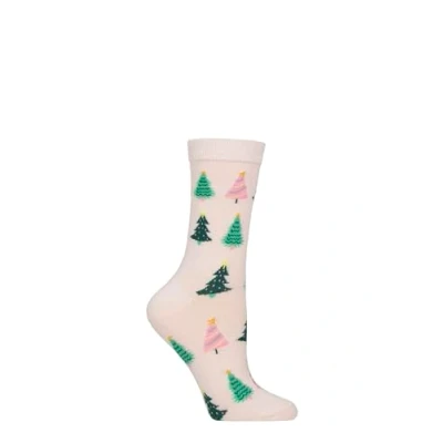 Image of Women&#039;s 1 Pair SOCKSHOP Wildfeet Bamboo Christmas Gift Boxed Socks Trees 4 8