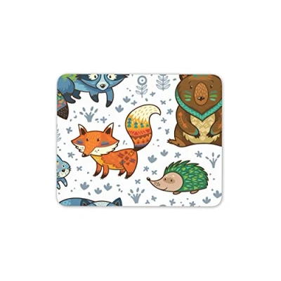 Image of Woodland Animals Mouse Mat Pad Fox Bear Hedgehog Kids Computer #8195