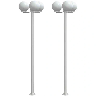 Image of vidaXL Outdoor Floor Lamps 2 pcs Silver 215 cm Stainless Steel