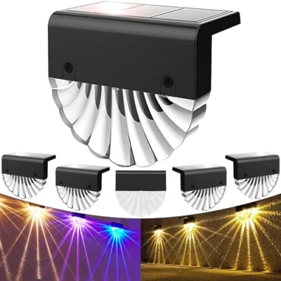 Image of Anmossi Outdoor Solar Lights, 6 Pack Fence Lights,Warm White/Color,IP65 Waterproof LED Wall Light for Garden,Fence,Yard,Garage,Garden