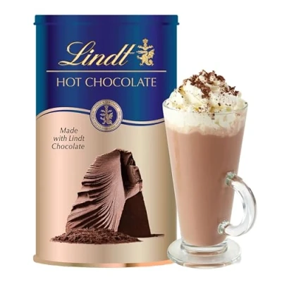 Image of Topline Lindt Hot Chocolate 300g Make Your Own Vegan Sip. Ideal Christmas Gifts, Secret Santa Surprise or Stocking Fillers with Card.