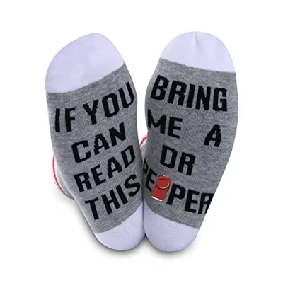 Image of JTOUK Drinking Gift Novelty Socks For Men Women Drink Lover If You Can Read This Bring Me A (DR. Grey)
