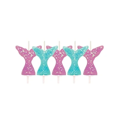 Image of Anniversary House Glitter Mermaid Tail Pick Candles Pack of 5