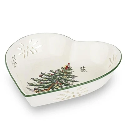 Image of Portmeirion Home &amp; Gifts Pierced Heart Dish Single, Ceramic, Multi Colour, 20 x 18 4 cm