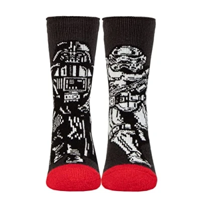 Image of Kids 1 Pair SOCKSHOP Heat Holders Disney Star Wars 1.6 TOG Lite Luke &amp; Yoda Thermal Socks Black 9 12
