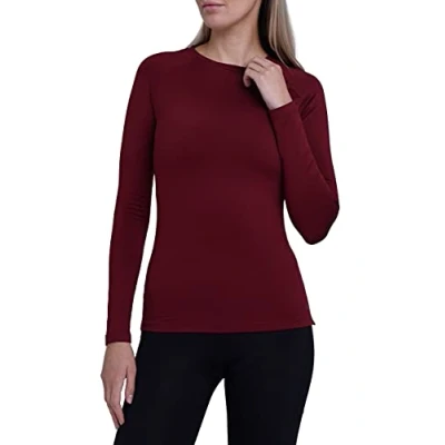 Image of TCA Womens Thermal Tops Long Sleeve Compression Shirt Base Layer Women Sports Running Gym Skiing Top Cabernet, L