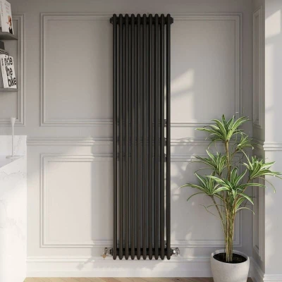 Image of Park Lane Traditional Vertical Colosseum Triple Bar Column Radiator Black 1800 x 470mm