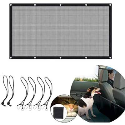 Image of Car Pet Barrier Safety Net for Dog, Vehicle Universal Mesh Fence Durable Travel Blocks Dogs Access To Front Seats,Pet cars with Hooks and Straps