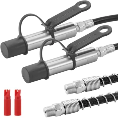 Image of VEVOR Grease Gun Coupler 2 PCS, 10000 PSI High Pressure, 3 Jaw Locking, Quick Release Tip with Hose/Zerk Fittings Cleaner/Leak Proof Cap, Compatible All Guns 1/8&quot; NPT