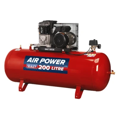 Image of Sealey Air Compressor 200L Belt Drive, 3hp with Cast Cylinders