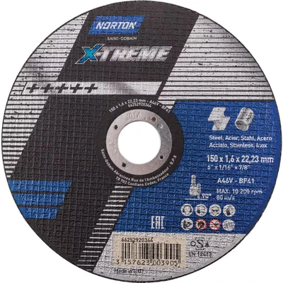 Image of Norton Saint Gobain 150x1.6x22.23mm Nor Xtreme Cutting Disc A46V Type 41