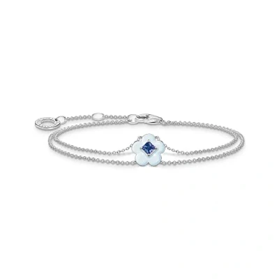 Image of Thomas Sabo Women Bracelet Flower with Blue Pearls 925 Sterling Silver, Cold Enamel A2094 496 1