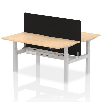 Image of Air B2B 1600x800 Adjustable 2P Bench Desk Scallop Maple/Silver +Screen
