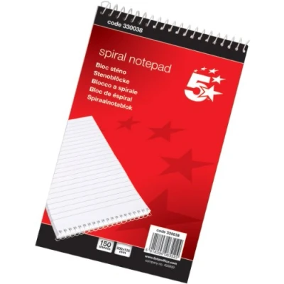 Image of 5 Star Office Spiral Notepad Headbound Ruled 300 Pages 127x200mm [Pack 10]