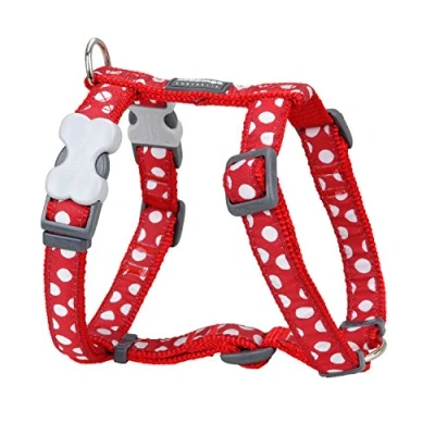 Image of Red Dingo Classic Dog Harness, Design, White Spots on Red, X SMALL (12mm)