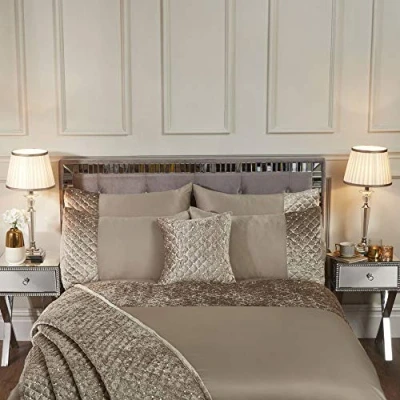 Image of Emma Barclay Glamour Quilted Sequin Velvet Duvet Set in Mink Double Bed