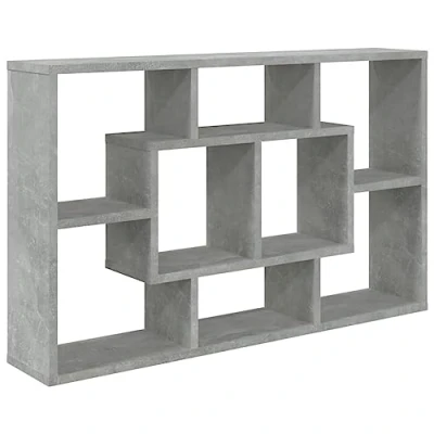 Image of vidaXL Wall Mounted Shelf, Stylish Engineered Wood Floating Shelf with 8 Compartments, Elegant Concrete Grey Finish, Ideal for Living Room and Bedroom