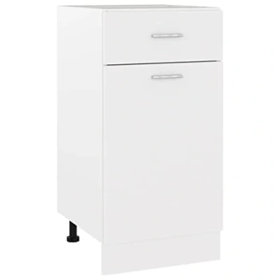 Image of vidaXL Engineered Wood Drawer Bottom Cabinet White, 40x46x81.5 cm Kitchen Storage Solution with 1 and 2 Shelves