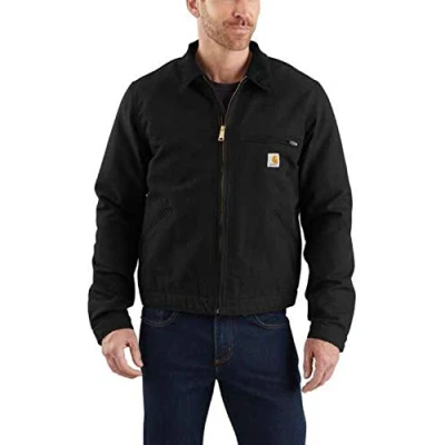 Image of Carhartt Men&#039;s Relaxed Fit Duck Blanket Lined Detroit Jacket, Black, XXL