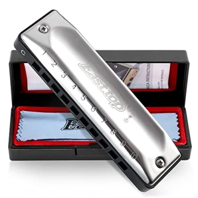 Image of East top harmonica C,10 Hole 20 Tone Diatonic Blues T002 Key of C with Case mouth organ for adults Professional Player and Students