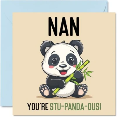 Image of Birthday Cards for Nan Stu Panda ous Funny Happy Card from Grandson Granddaughter, Nanny Gifts, 145mm x Joke Greeting Women Her