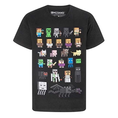 Image of Minecraft Sprites Boy&#039;s T Shirt, Black, 9 10 Years