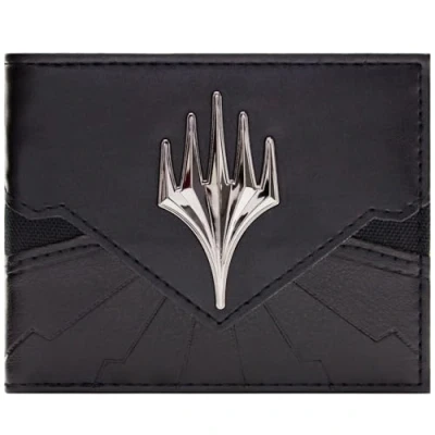 Image of DeckMaster The Five Colors of Magic Gathering Metallic Emblem Wallet Bi Fold ID &amp; Card Holder, Black