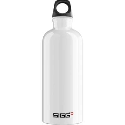 Image of SIGG Aluminium Water Bottle Traveller White Climate Neutral Certified Suitable For Carbonated Beverages Leakproof Lightweight BPA Free 0.6 L
