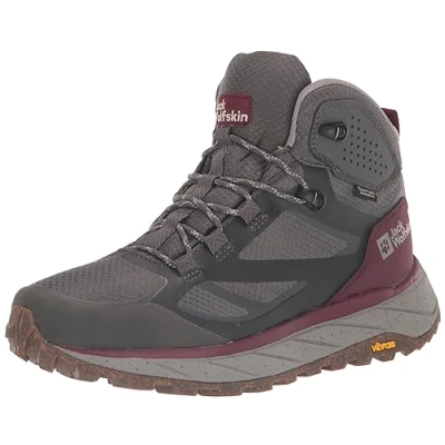 Image of Jack Wolfskin Women&#039;s Terraventure Texapore Mid W Hiking Shoe, Dark Maroon, 5.5 UK