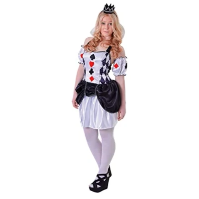 Image of Bristol Novelty TC106 Costume Harlequin Card Girl Red, Black, and White Pack of 1 Teen Size Adult, Womens, Small