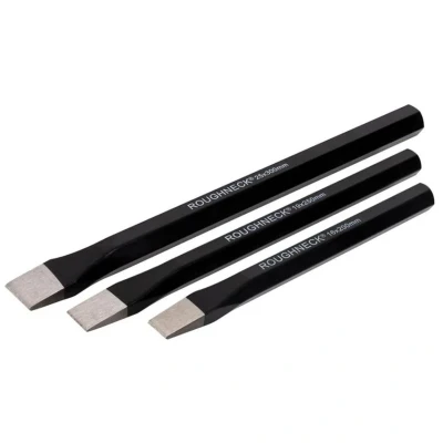 Image of Roughneck ROU31973 Cold Chisel Set 3 Piece Including: 16x200mm, 19x250mm, 25x300mm With Canvas Tool Roll