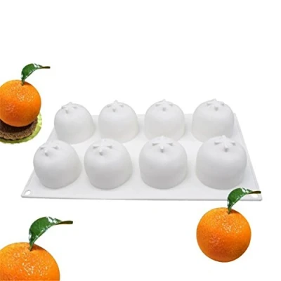 Image of VALINK 8 Cavity Orange Silicone Mousse Cake Mold Chocolates Jelly Dessert Fruit Mould Bakeware Pan for Pastry Fondant Soap Sweet, Baking Mat Kitchen Tin Tool, DIY