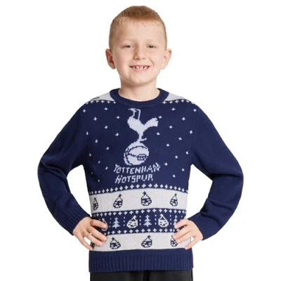 Image of Tottenham Hotspur FC Christmas Jumper Kids Teenagers Warm Cosy Football Xmas 7 14 Years Spurs Gifts for Boys (Blue, 9 10 Years)