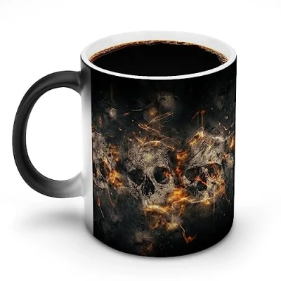 Image of Decay Skull Color Changing Coffee Mugs Heat Sensitive Ceramic Mug Tea Cup Unique Gifts