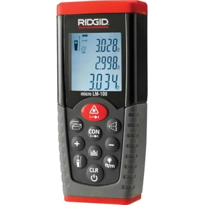 Image of RIDGID 36158 micro LM 100 Laser Distance Meter, Digital Meter for Quick and Accurate Surface Temperature Readings