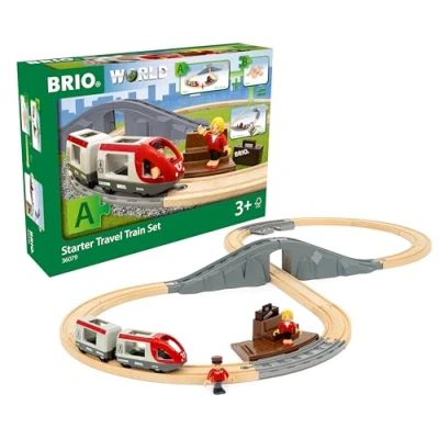 Image of BRIO World Starter Set Travel Toy Train for Kids Age 3 Years Up Wooden Toddler Toys &amp; Games