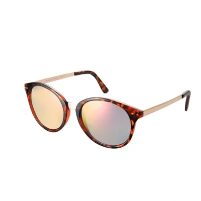 Image of Komonee Round Sunglasses Tortoise Shell Frame Purple Iridescent Lens Tint Glasses Designer Mens Womens UV400 Protection Classic Retro Shades