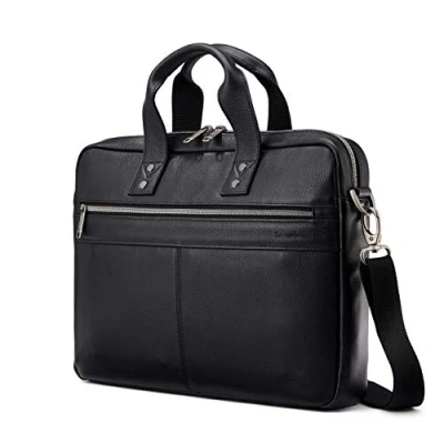 Image of Samsonite Classic Leather Slim Brief, Black, One Size